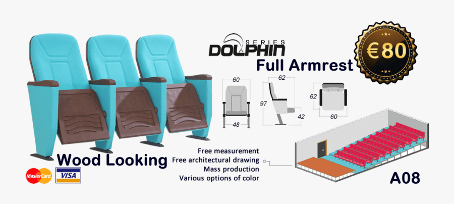 Transparent Theater Seats Png - Dolphin Auditorium Armchair, Transparent Clipart