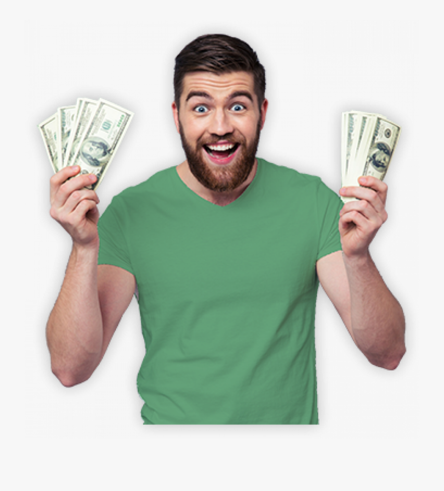 Transparent Cash In Hand Png - Happy Men With Money, Transparent Clipart