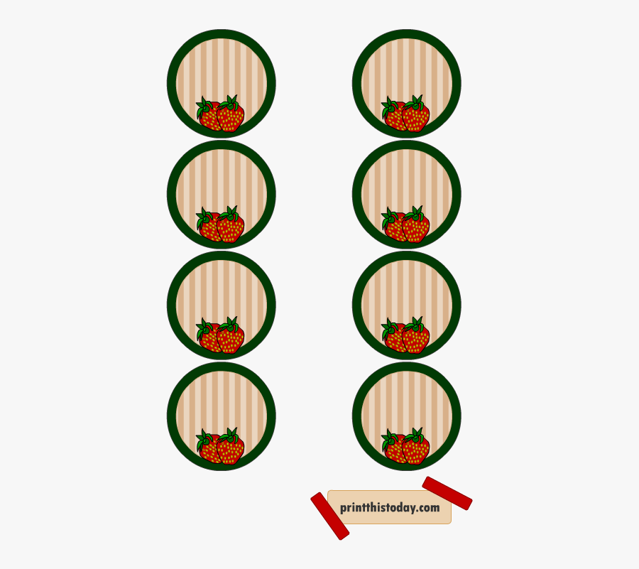Jar Lid Labels Featuring Strawberries - Emblem, Transparent Clipart