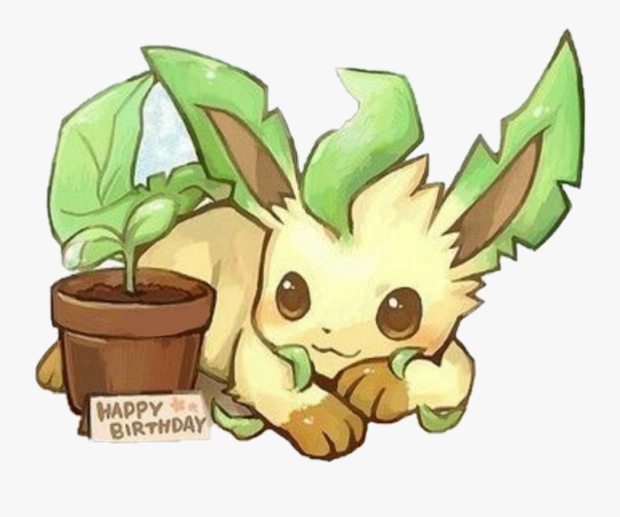 #leafeon #pokemon #planta #naturaleza #kawaii #green - Eevee Kawaii Leafeon Pokemon, Transparent Clipart