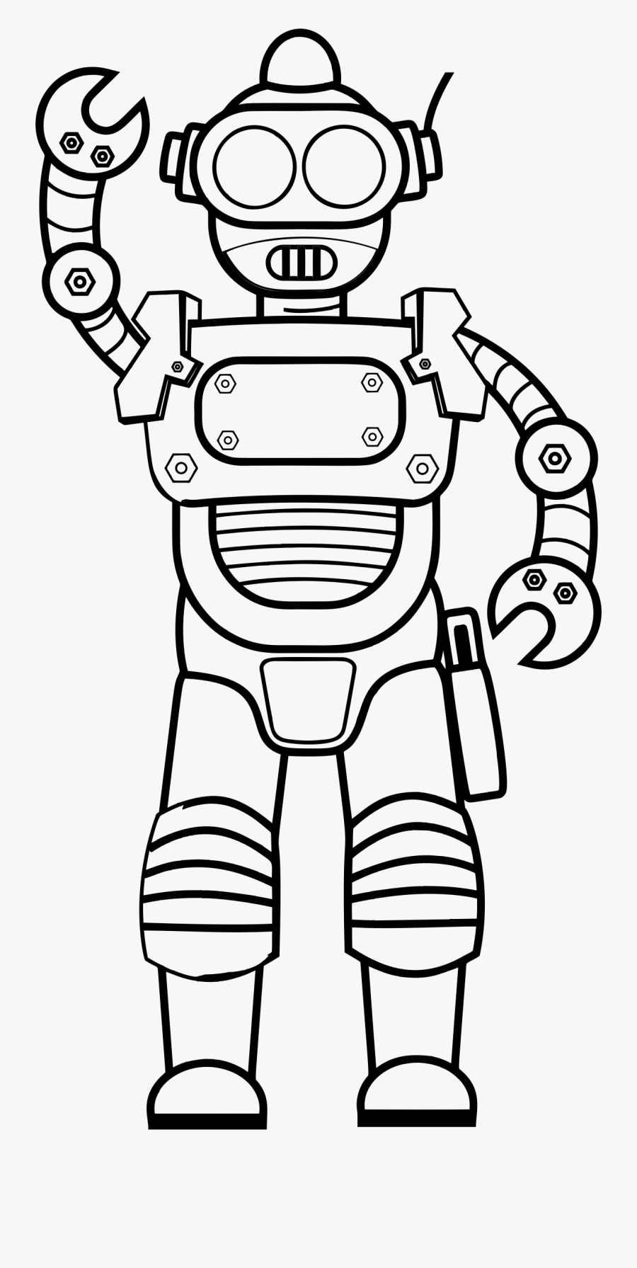 Retro Robot Drawing - Robot Line Art Drawing, Transparent Clipart