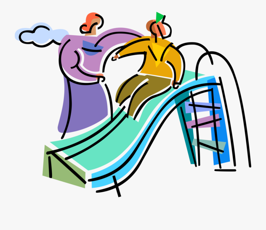 Vector Illustration Of Mother And Child Play On Playground, Transparent Clipart