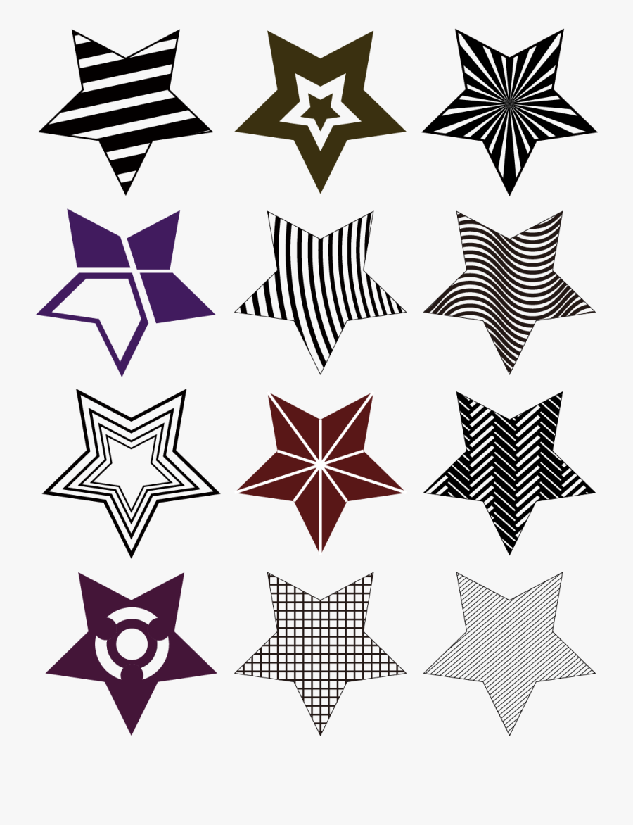 Star Black White Lines Composition Png And Vector Image - Vector Graphics, Transparent Clipart