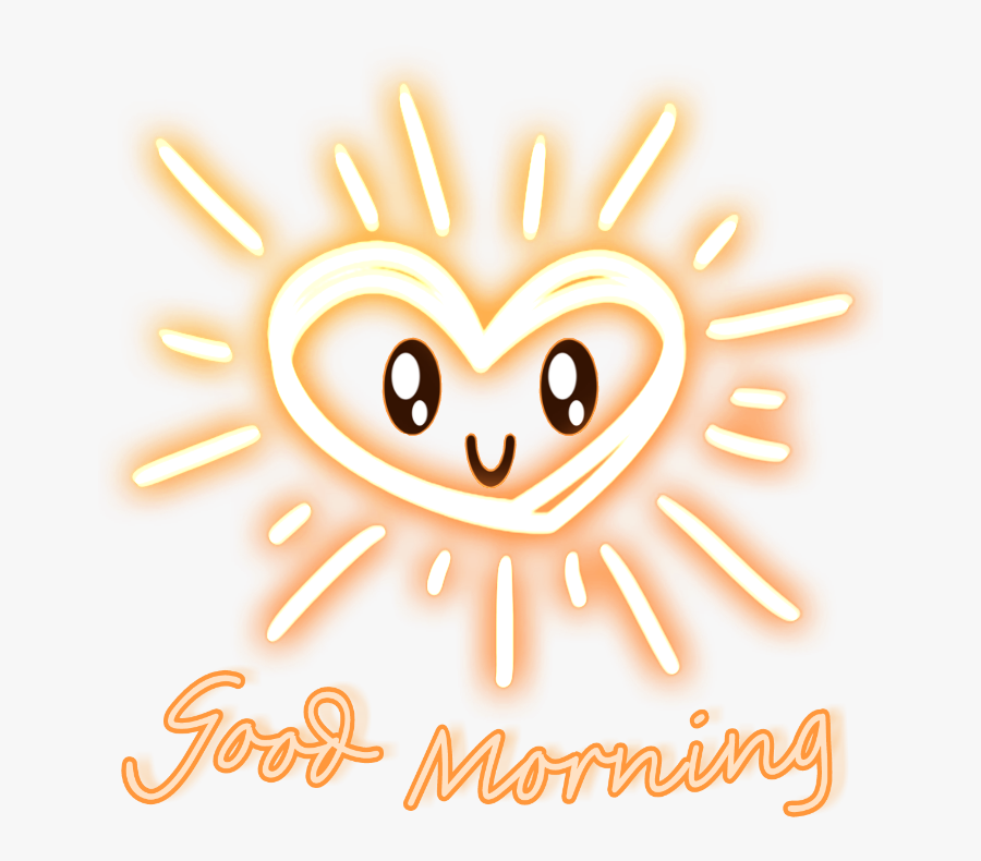 #goodmorning #sun #neon #heart, Transparent Clipart