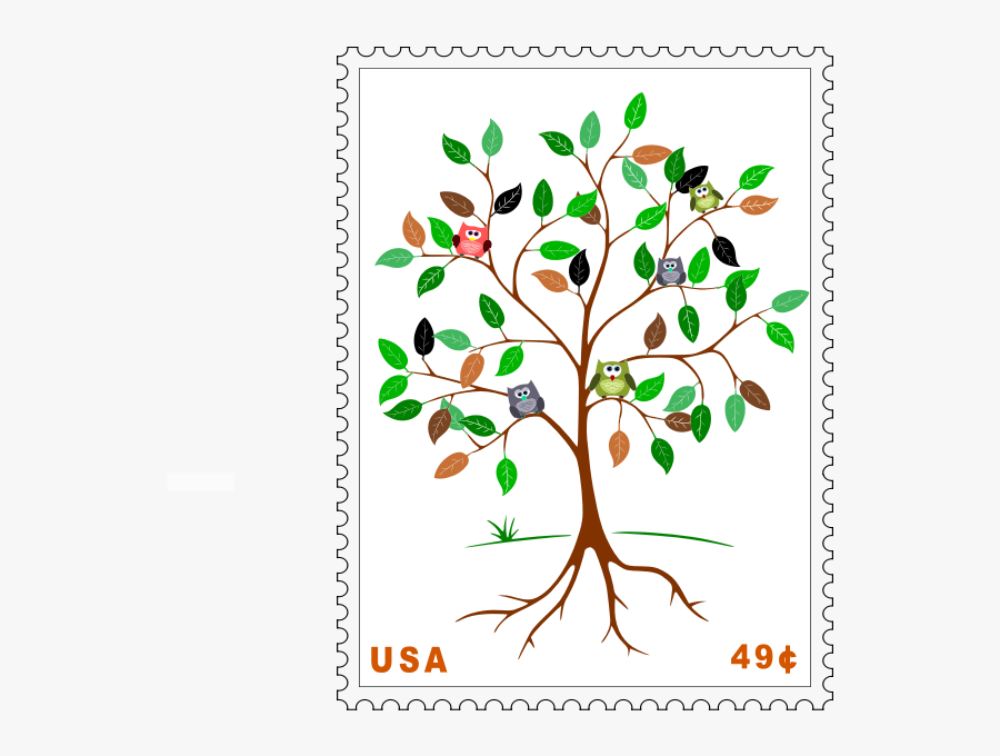 Postage Stamp - Drawing Tree With Roots, Transparent Clipart