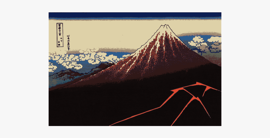 Lightning Before Summit Vector Clip Art - Hokusai Rainstorm Beneath The Summit, Transparent Clipart