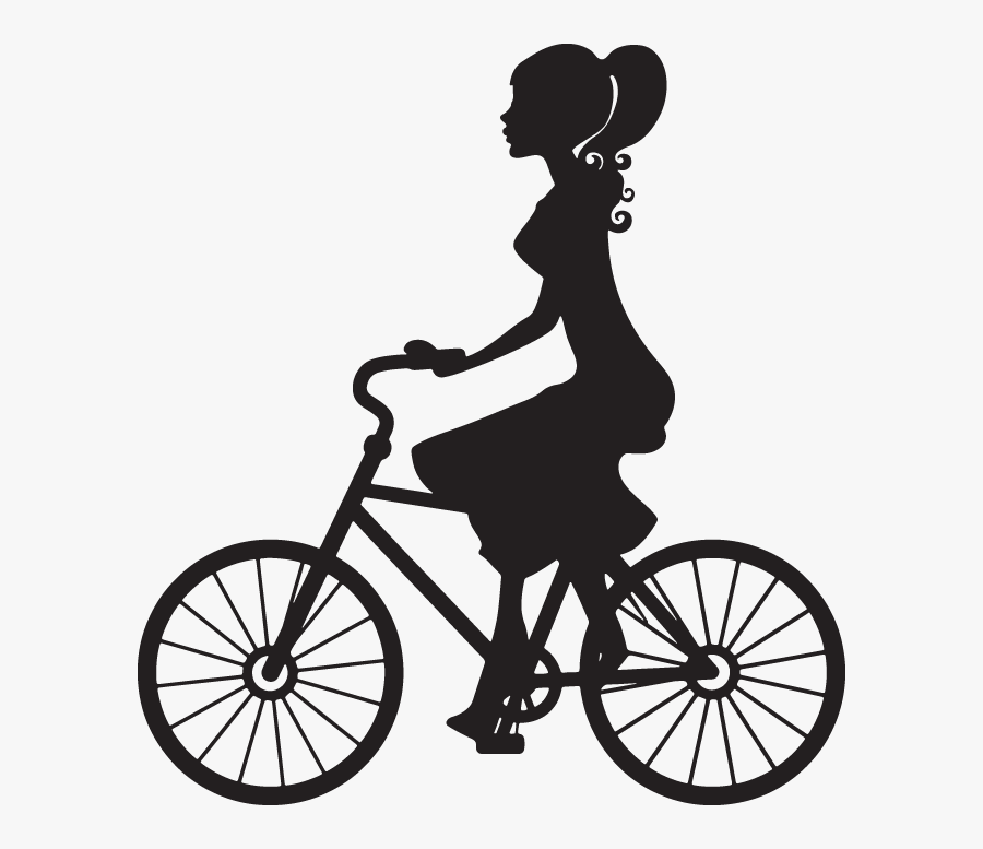 Transparent Bike Horn Clipart - Girl On Bike Silhouette, Transparent Clipart
