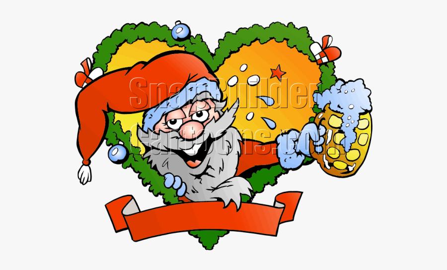 Christmas Fraim Santa With Cup Of Cocoa - Drunk Santa Vector, Transparent Clipart
