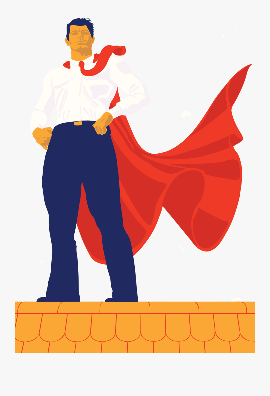 Transparent Superhero Cape Png - Super Man Illustration Vector Png, Transparent Clipart