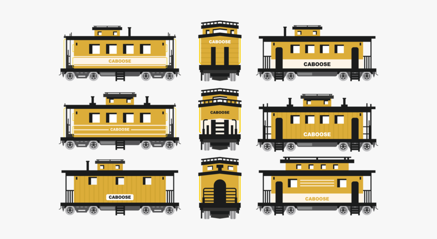 Caboose Icons Vector, Transparent Clipart