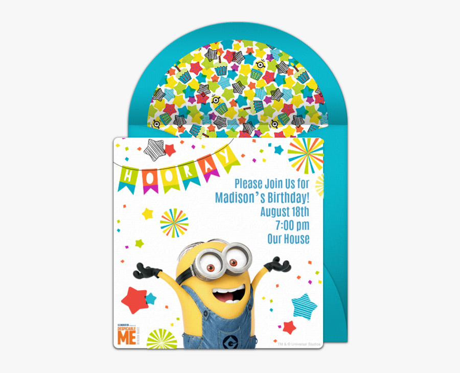 Minion Theme Birthday Invitation, Transparent Clipart