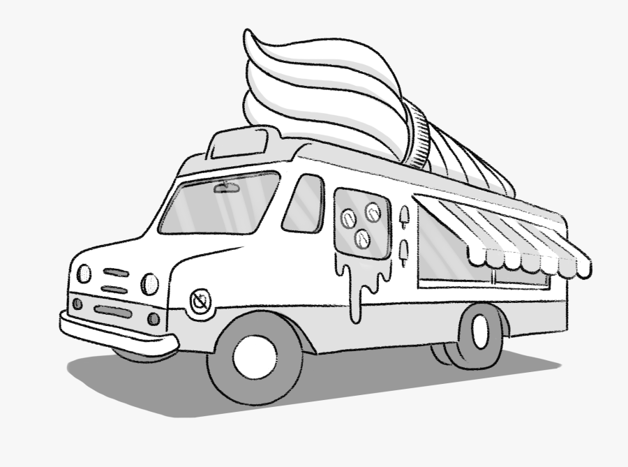 Peterbilt Vector Truck Transport - Ice Cream Van Sketch, Transparent Clipart
