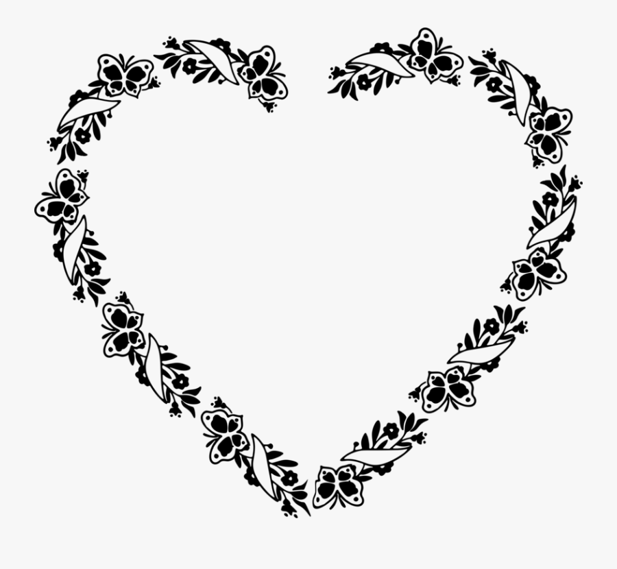 Heart,line Art,butterfly - Heart, Transparent Clipart