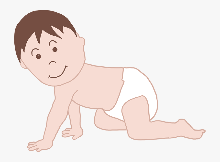 Baby In Diaper Crawling - Crawling, Transparent Clipart
