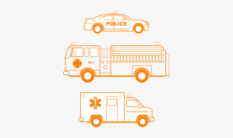 Three First Responders - Compact Van, Transparent Clipart