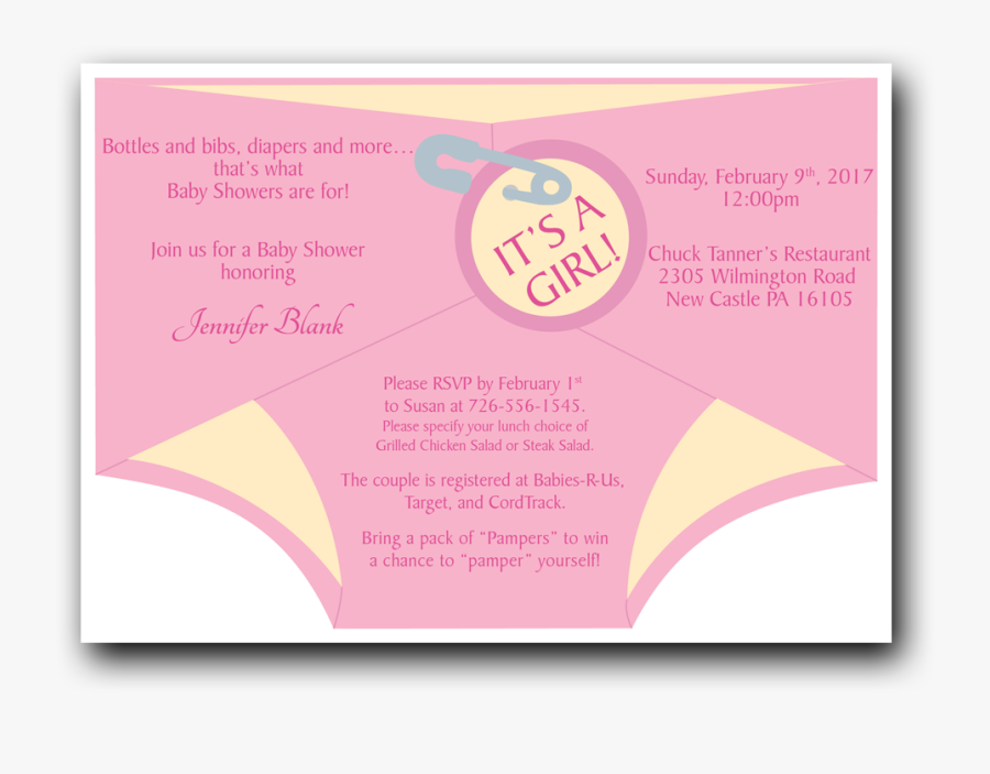 Baby Diaper Shower Invitation - Paper, Transparent Clipart
