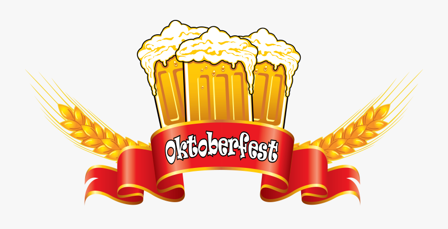 Oktoberfest Red Banner With Beer Mugs And Wheat Png - Beer Stein Oktoberfest Clipart, Transparent Clipart