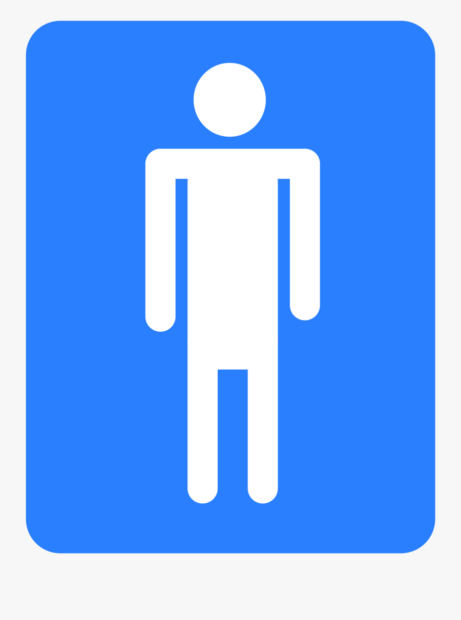 Men Bathroom Sign Blue, Transparent Clipart