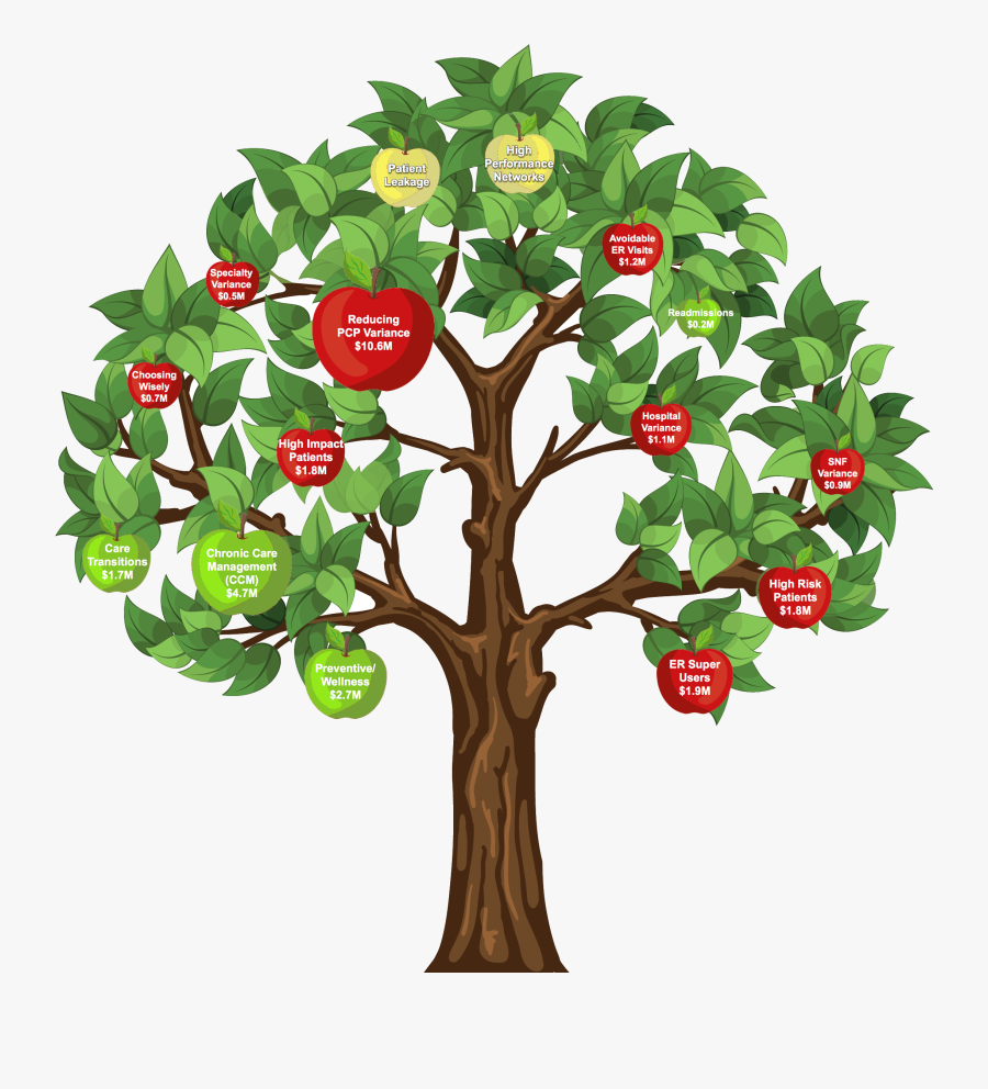 Labeled Apple Tree - Autumn Tree Clipart Orange, Transparent Clipart