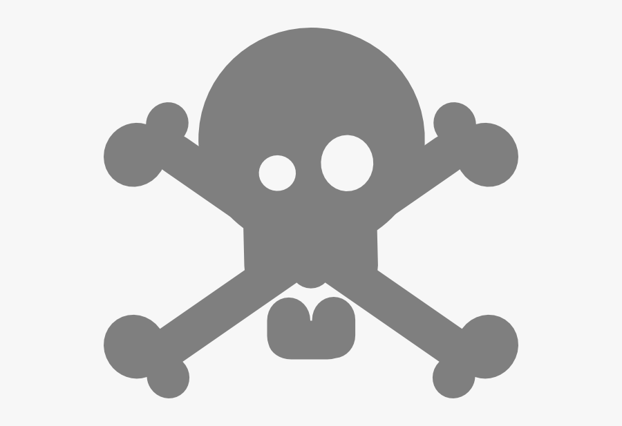 Grey Skull And Crossbones, Transparent Clipart