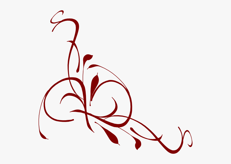 Burgundy Floral Swirl Clip Art At Clker - Vine Clip Art, Transparent Clipart
