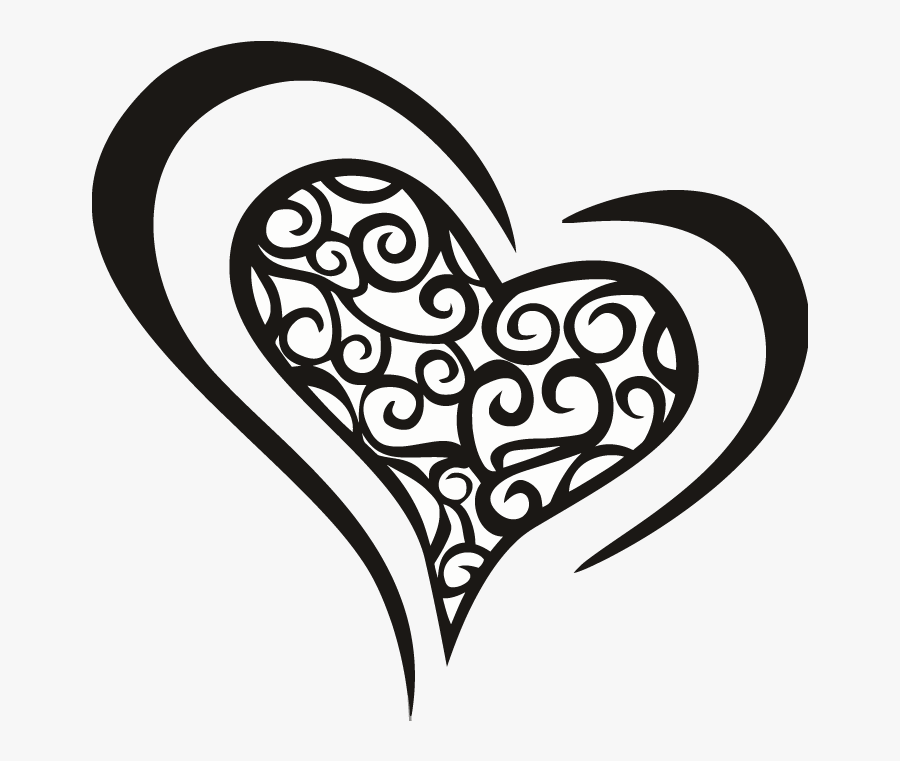 Love Heart Swirls Vector - Vector Love Hitam Putih Png, Transparent Clipart