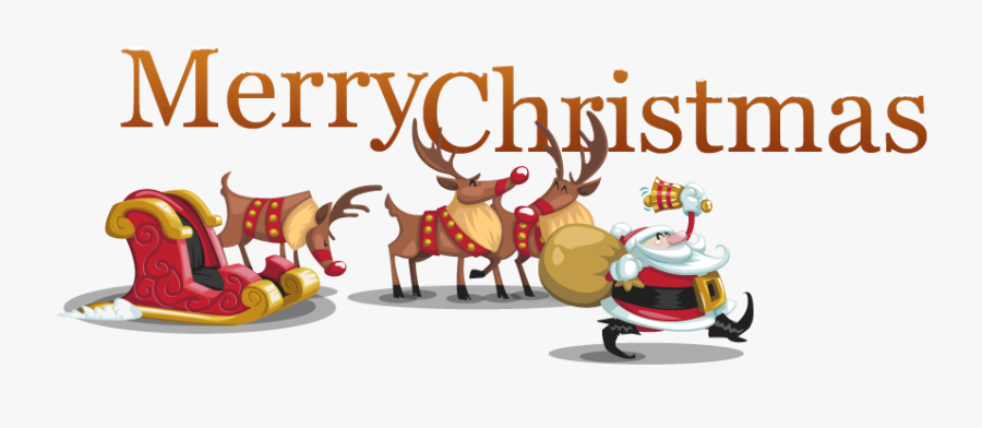 Clipart Reindeer Christmas Eve - Happy Merry Christmas Banner, Transparent Clipart