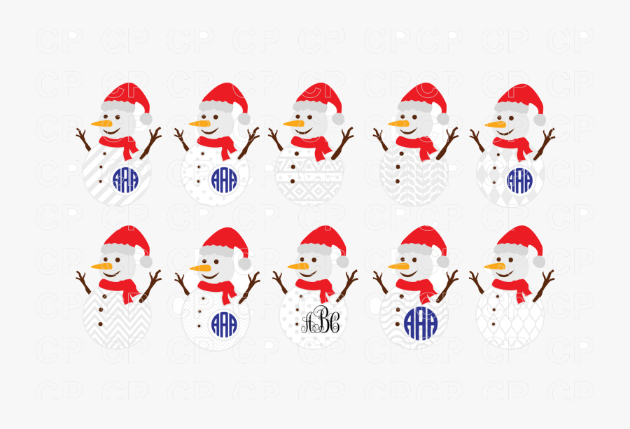 Snowman Bundle Cut Files Christmas Clipart By Transparent - Line Of Snowman Clipart, Transparent Clipart