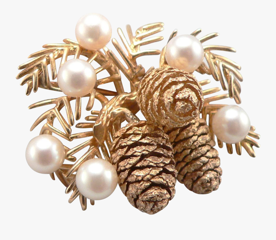 Clip Art Vintage Yellow K Gold - Pinecones And Pearls Images Free, Transparent Clipart