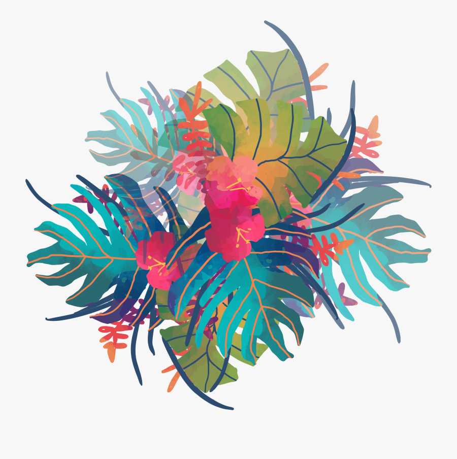 Tropical Clipart Watercolor - Watercolor Tropical Flowers Clipart, Transparent Clipart