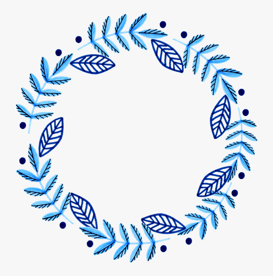 Flowers Flower Wreath Watercolour Watercolor Ftesticker - Circle Blue Flowers Png, Transparent Clipart