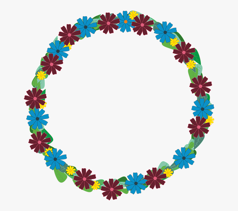 Flowers, Wreath, Blue, Foliage - Coroa De Flores Azul Png, Transparent Clipart