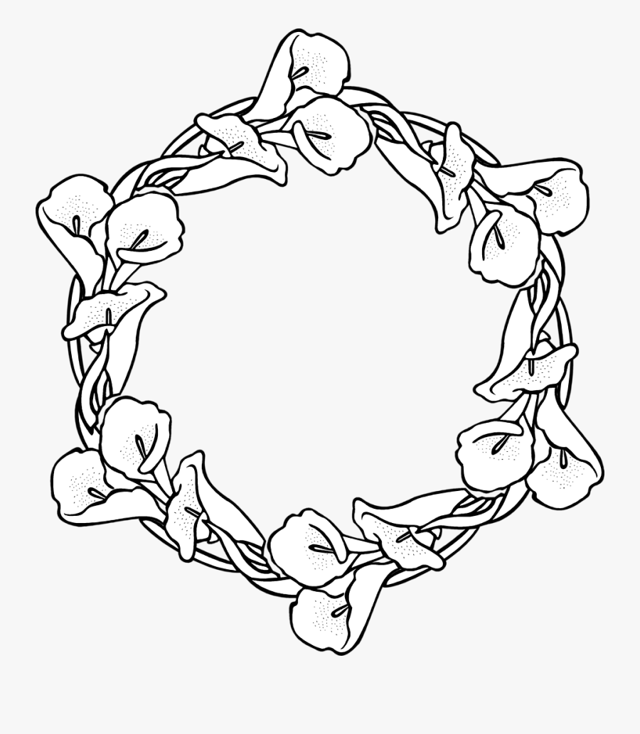 Black Amp White Free Clip Art Images Advent Wreath - Wreath Of Flowers Black And White Png, Transparent Clipart