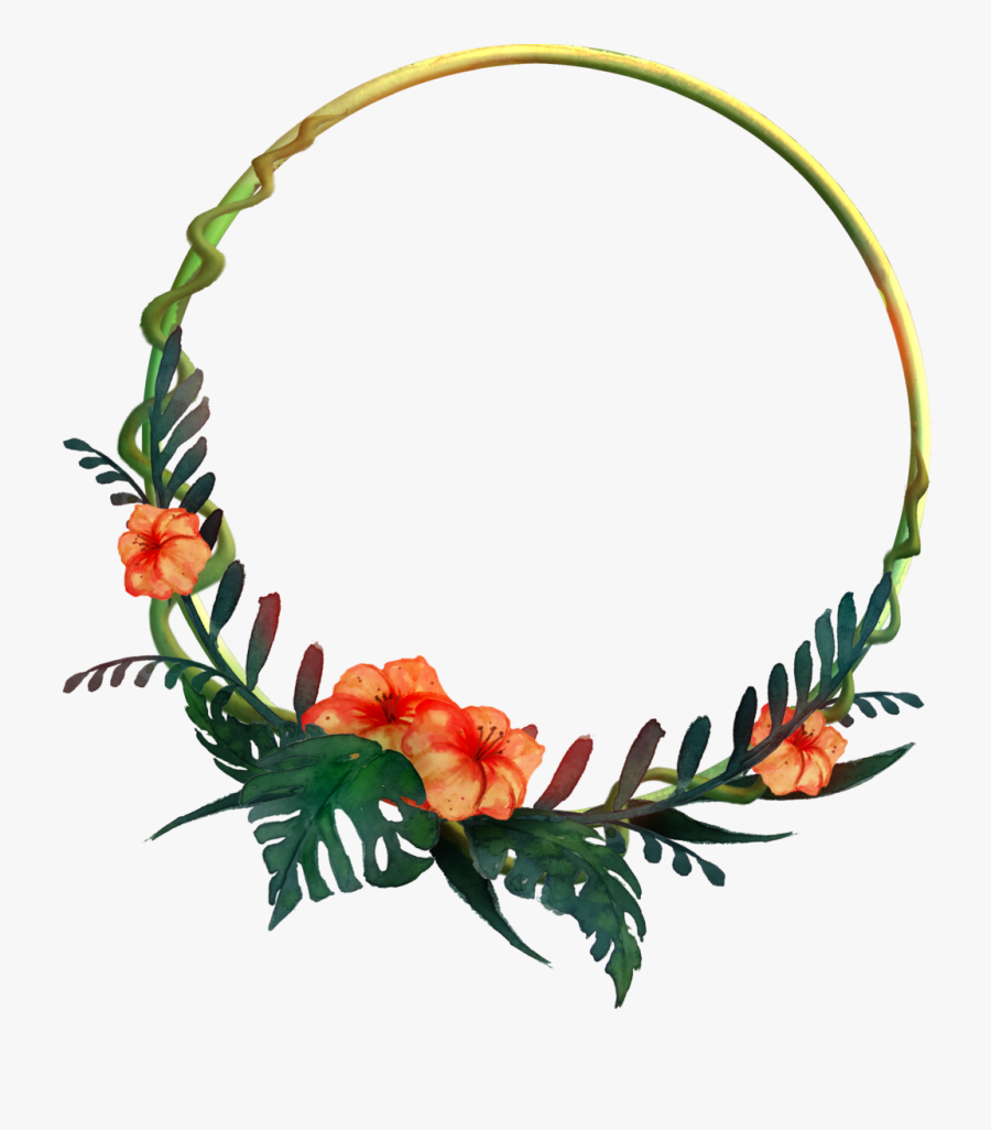 Garland Clipart Tropical - Circle Flower Frame Png, Transparent Clipart