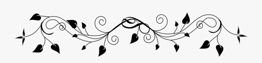Border, Flower, Grass, Plant, Separation, Stylized - Black And White Flower Border Transparent, Transparent Clipart
