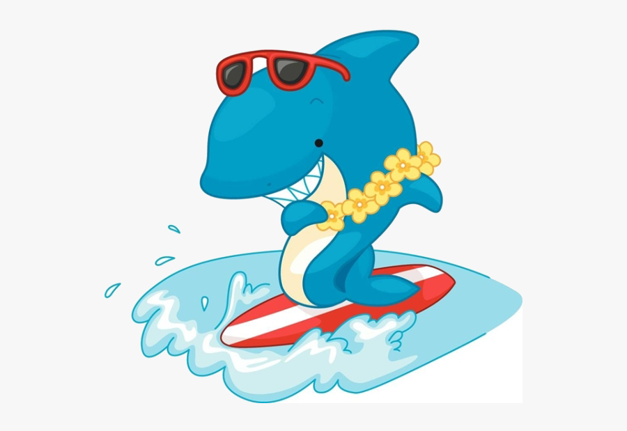 Shark Surfing Cartoon Free Frame Clipart - Surfer Shark Clip Art, Transparent Clipart