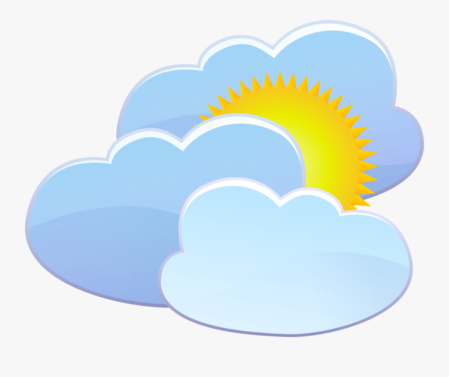 Three Clouds And Sun Weather Icon Png Clip Art, Transparent Clipart