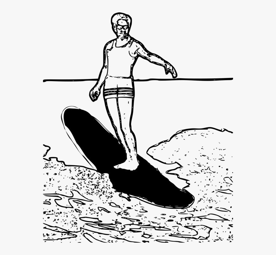Standing,line Art,recreation - Hang Ten Surfer Art, Transparent Clipart