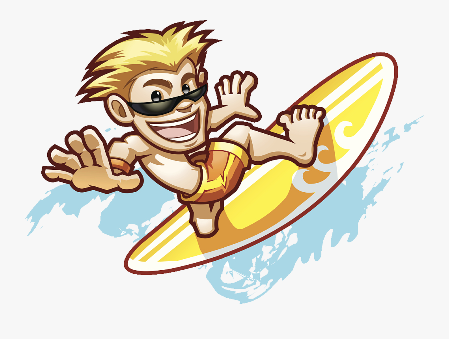 Hawaii Drawing Illustration Surf Enjoy Holiday Relaxing - Hawaii Cartoon Surfer, Transparent Clipart