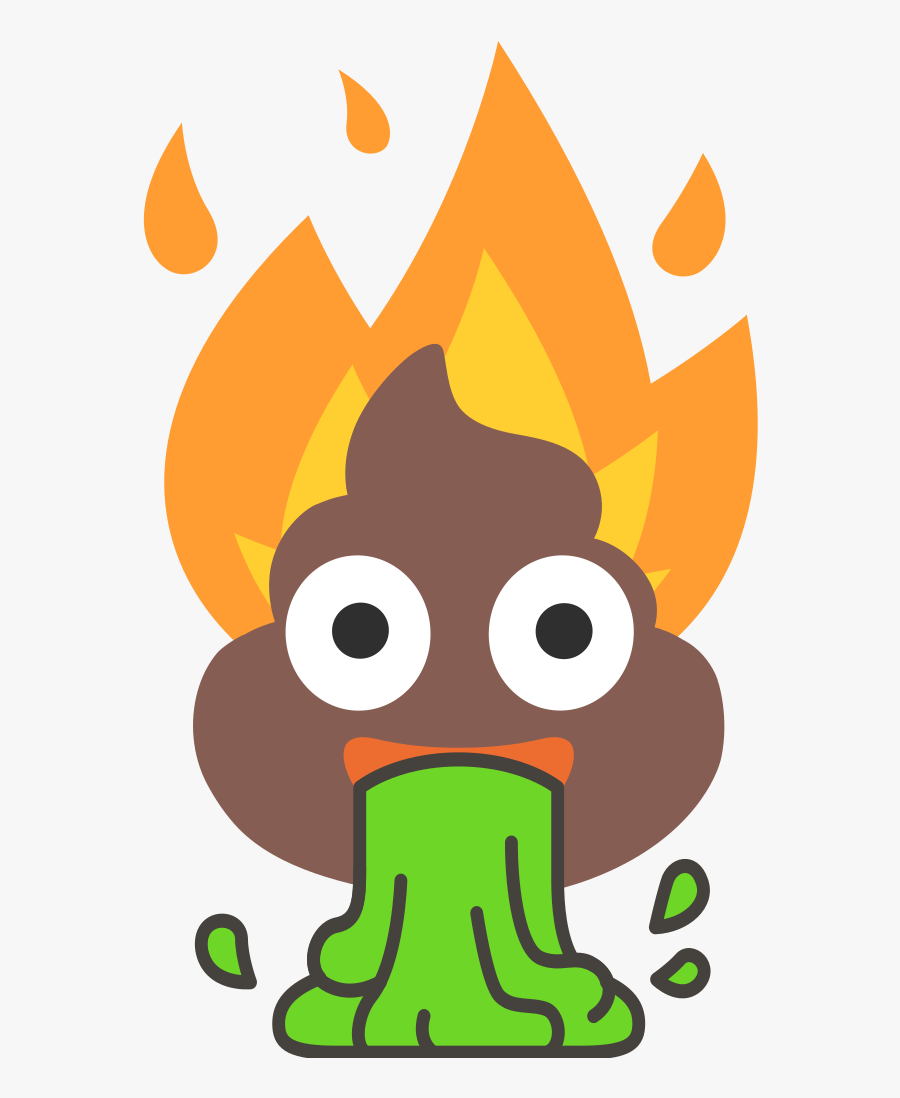 Flaming Poop Vomit Emoji - Fire Emoji With Glasses, Transparent Clipart