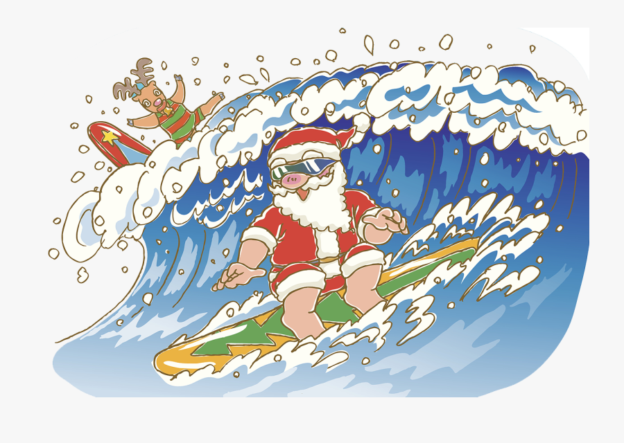 Vector Freeuse Claus Rudolph Reindeer Christmas - イラスト サーフィン の サンタクロース, Transparent Clipart
