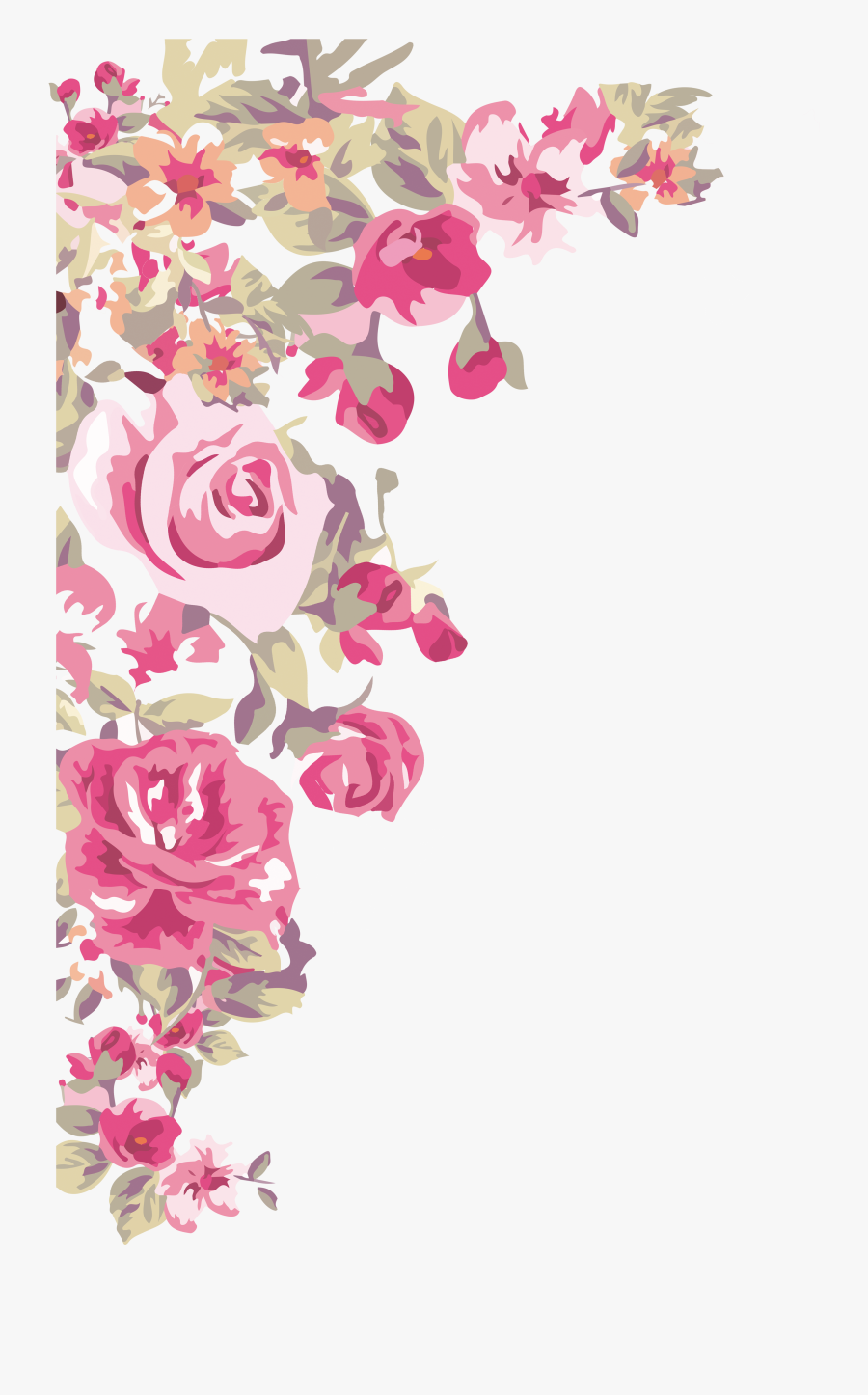 Blossom Pink Corner Flower Clipart - Flower Corner Border Png, Transparent Clipart