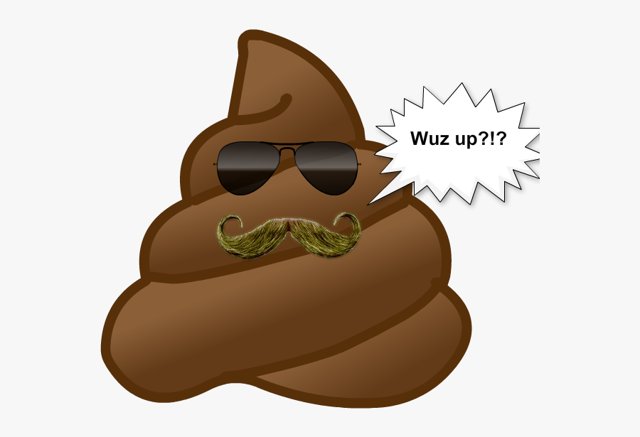 Golden Poop Emoji Fun - Poop Emoji With Moustache, Transparent Clipart