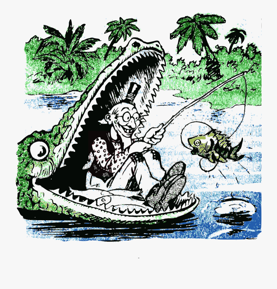 Clip Art Fishing In The Gator - Refran En Rio Revuelto Ganancia, Transparent Clipart
