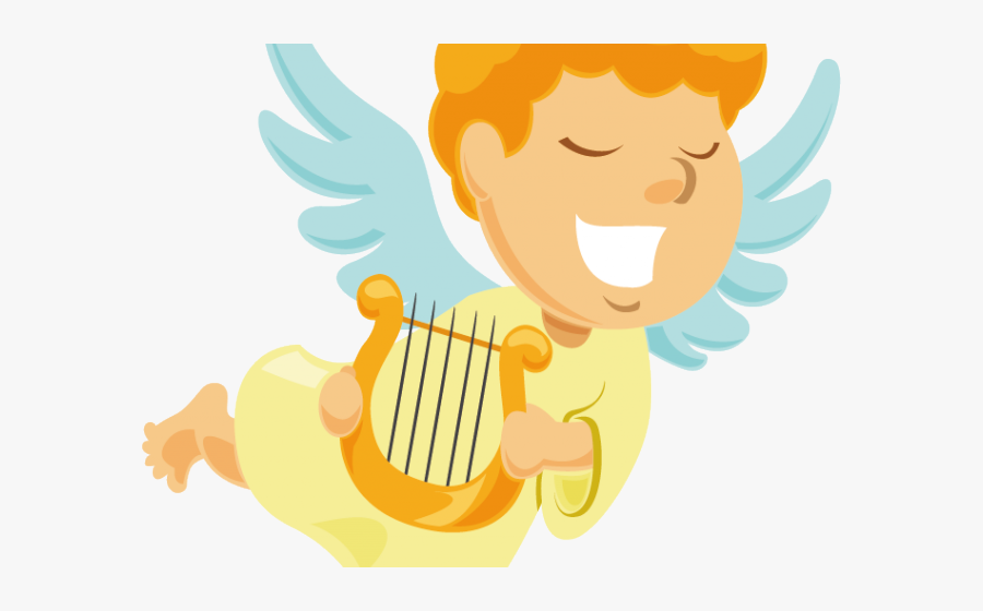 Angel With Harp Clipart, Transparent Clipart