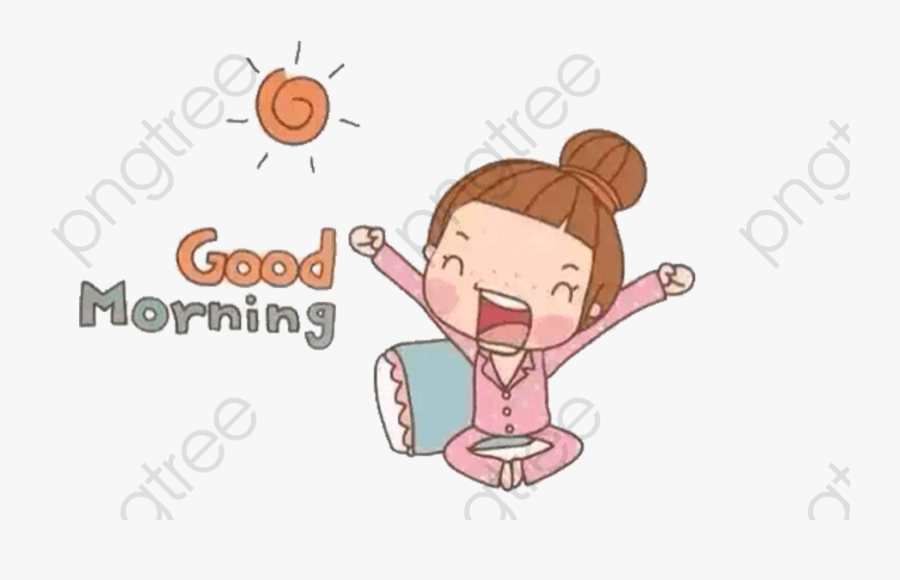 Pretty Good Morning Beautiful Girl - Clipart Good Morning Cartoon, Transparent Clipart