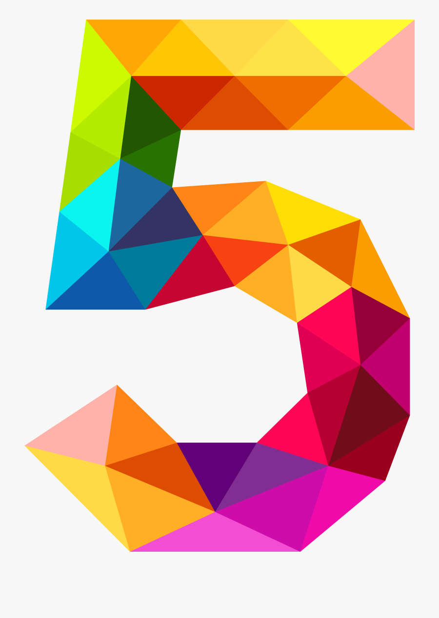 Colourful Triangles Number Five Png Clipart Image - Colourful Triangles Number Five Png, Transparent Clipart
