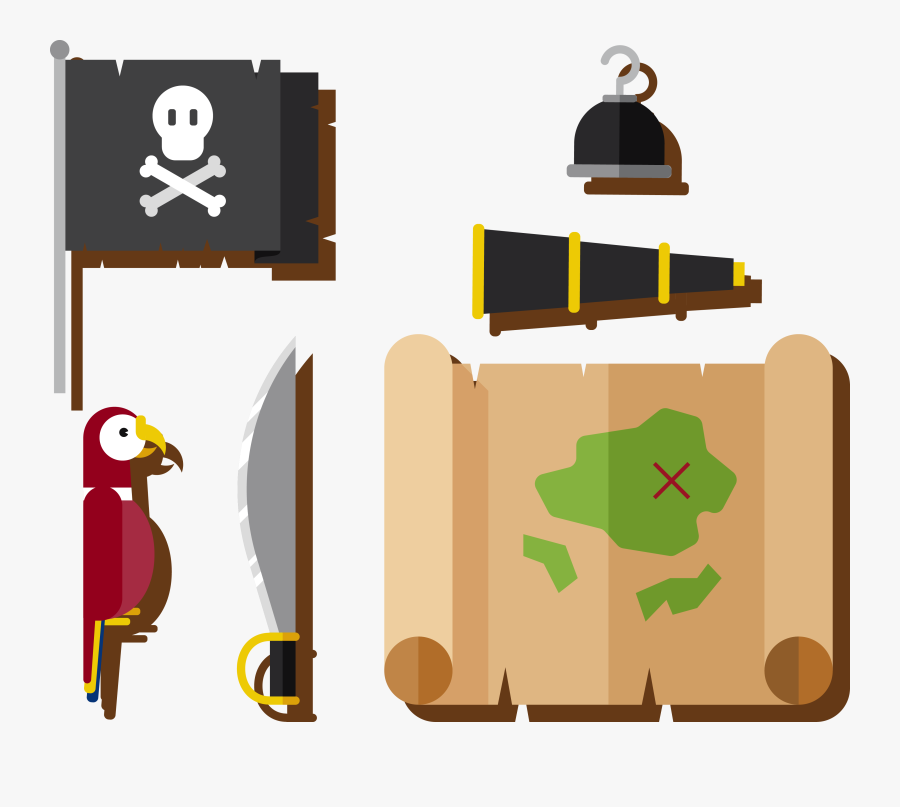 Scavenger Hunt Clipart Pirate Map - Illustration, Transparent Clipart