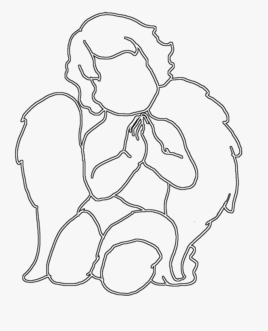 Transparent Angel Clipart Black And White - Cute Angel Drawing, Transparent Clipart