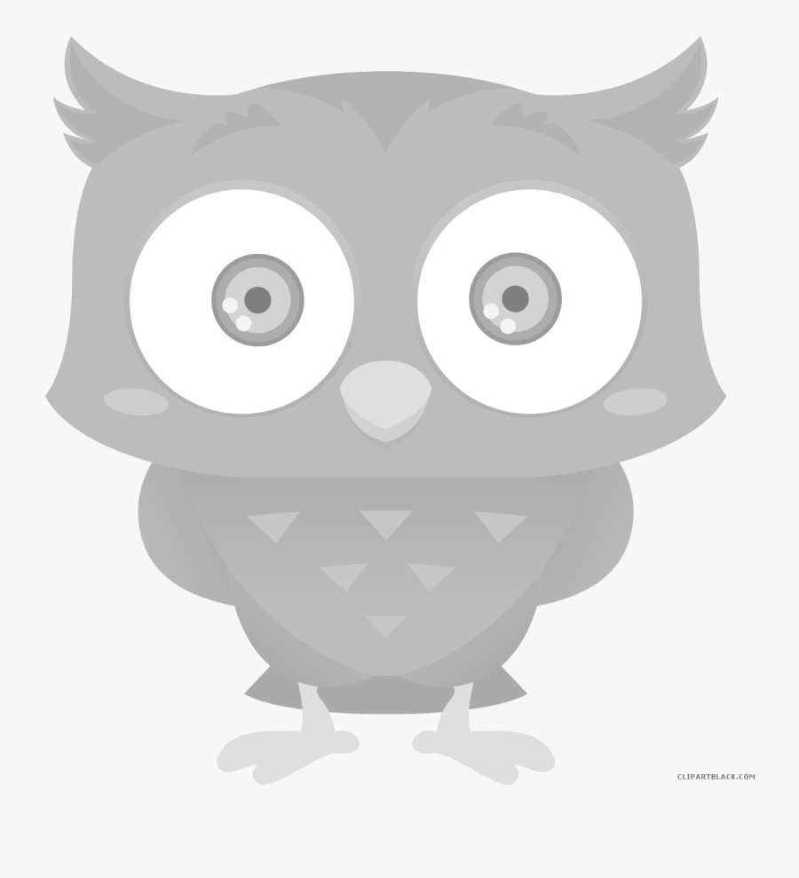 Grayscale Owl Clipart - Transparent Cute Owl Png, Transparent Clipart